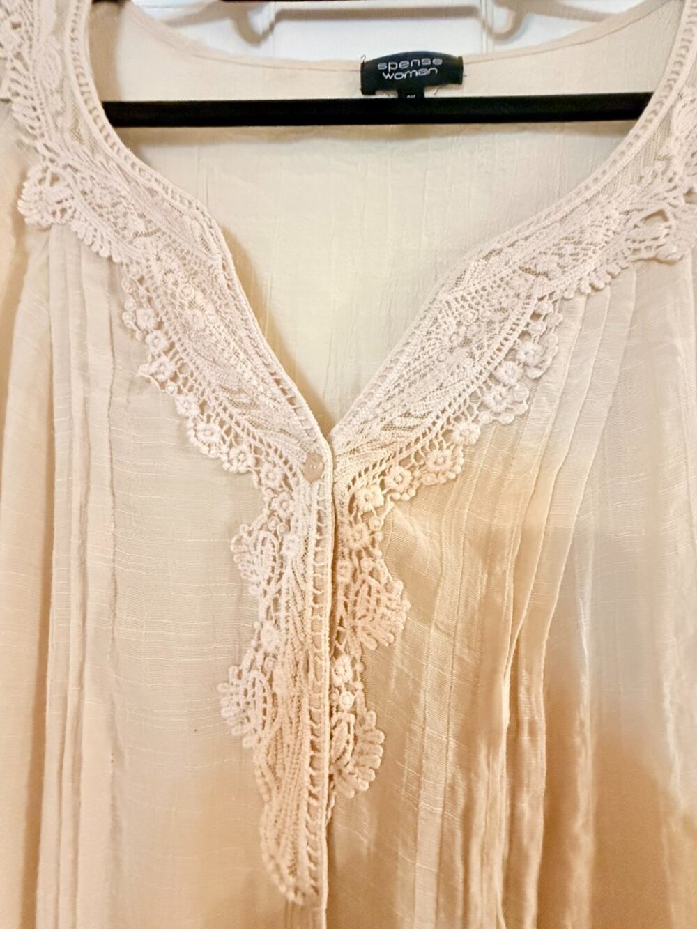 Ivory and Lace Button Down Blouse - Sheer - Spence Women - Size 3X - Picture 4 of 4